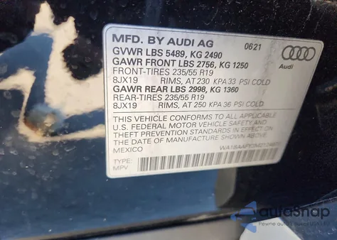 2021 Audi Q5 Premium Plus z USA, uszkodzony, nr VIN WA1BAAFY3M2124972